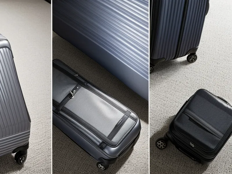 Comparison of soft-side and hardshell luggage side by side.