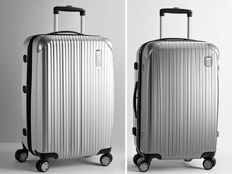 Comparison of a suitcase before and after using the CX-2 compression system.