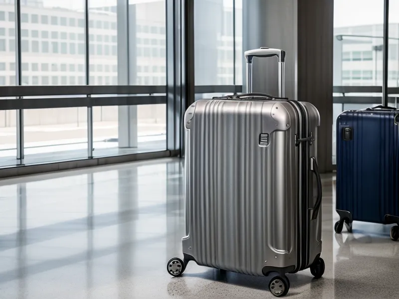 Suitcase resting on an airport check-in scale beside ticket counters