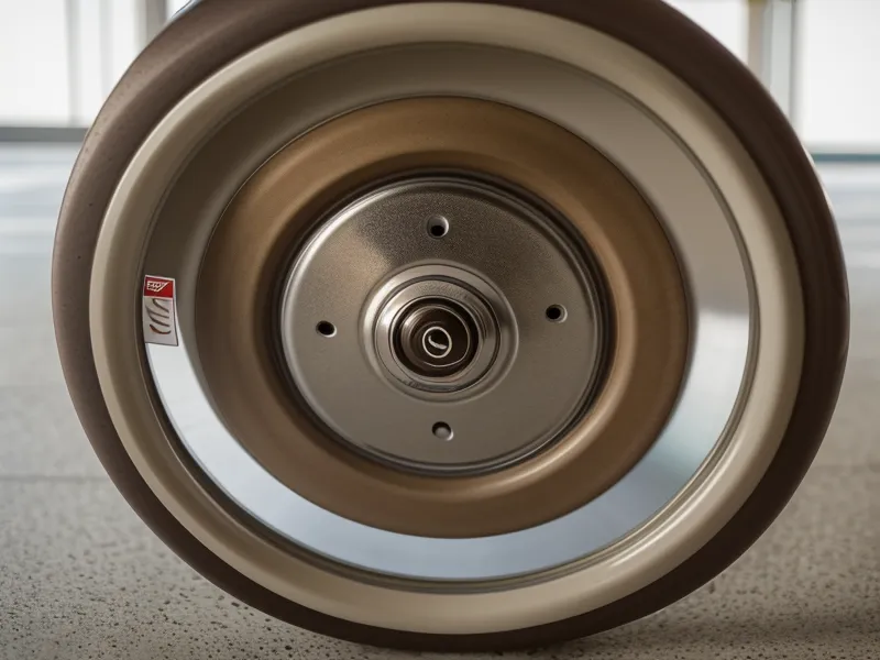 Macro shot of a 50mm luggage spinner wheel