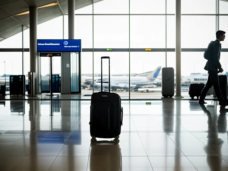 A carry-on bag fitting into a standard airline luggage size template.