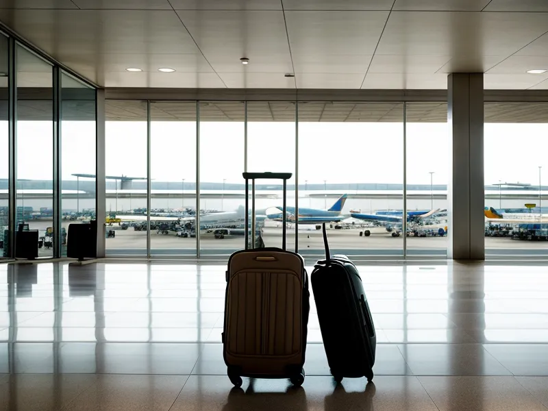 Emergency luggage repair — two heavy-duty safety pins reinforcing a broken zipper track before a flight
