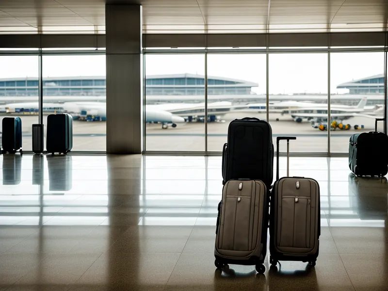 Attaching a shipping label to a suitcase for luggage forwarding.