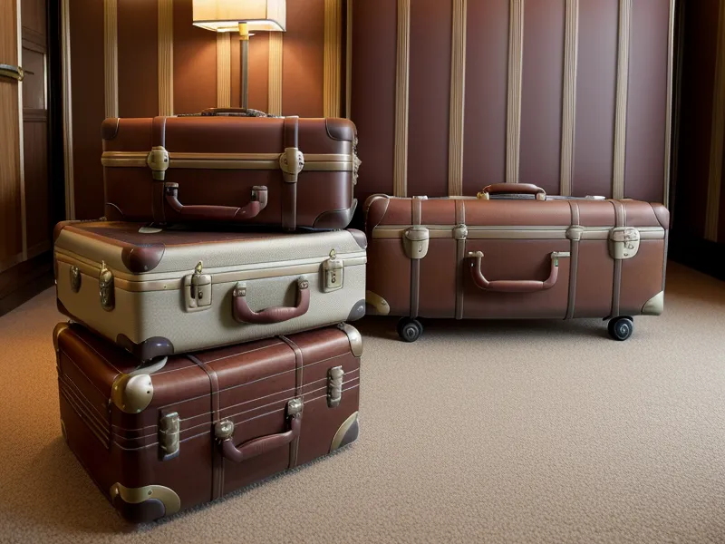 Shipped luggage and golf clubs waiting inside a hotel room