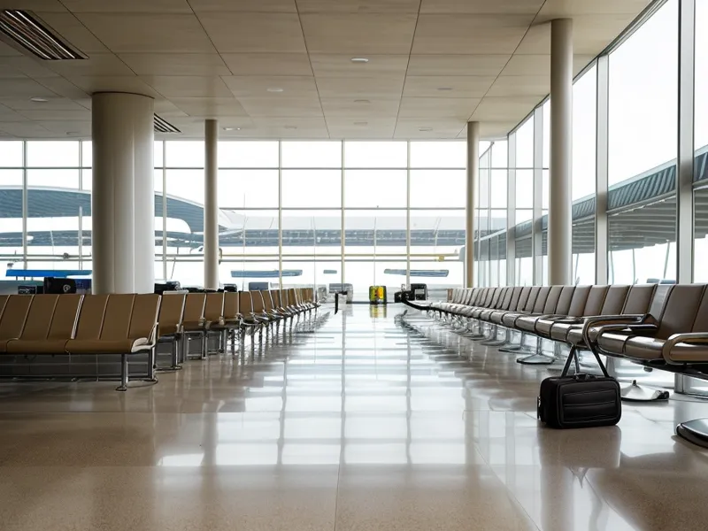Carry-on bag moving through an airport security checkpoint, the kind of handling that tests zipper maintenance and overall luggage durability