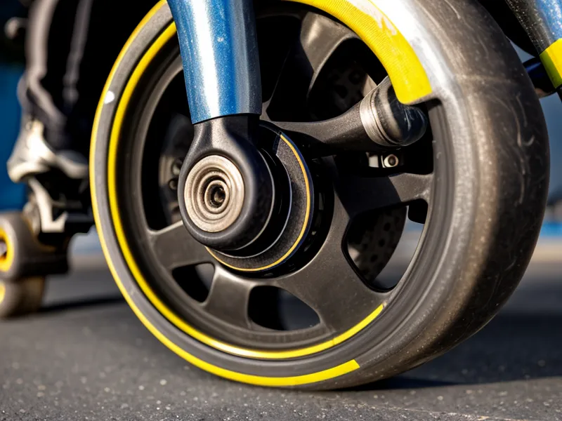 Detailed view of a high-quality rubber inline skate wheel with sealed bearings.
